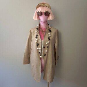 NWT Saiph gold tone metallic sheen shimmer tan camel brown open front blazer L